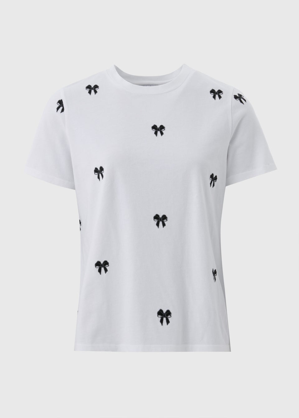 White Bow Embroidered T-Shirt
