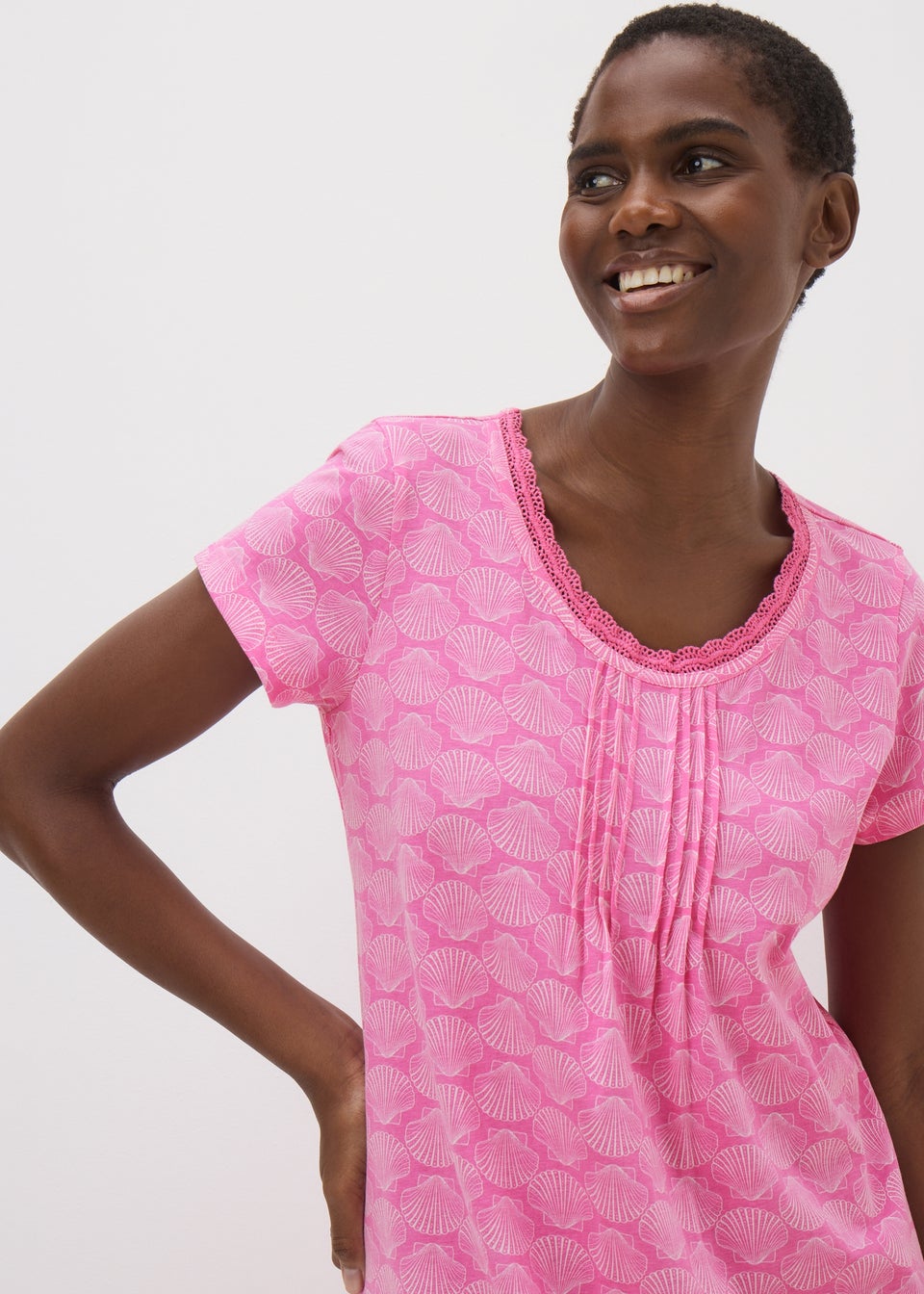 Pink Shell Lace Nightie