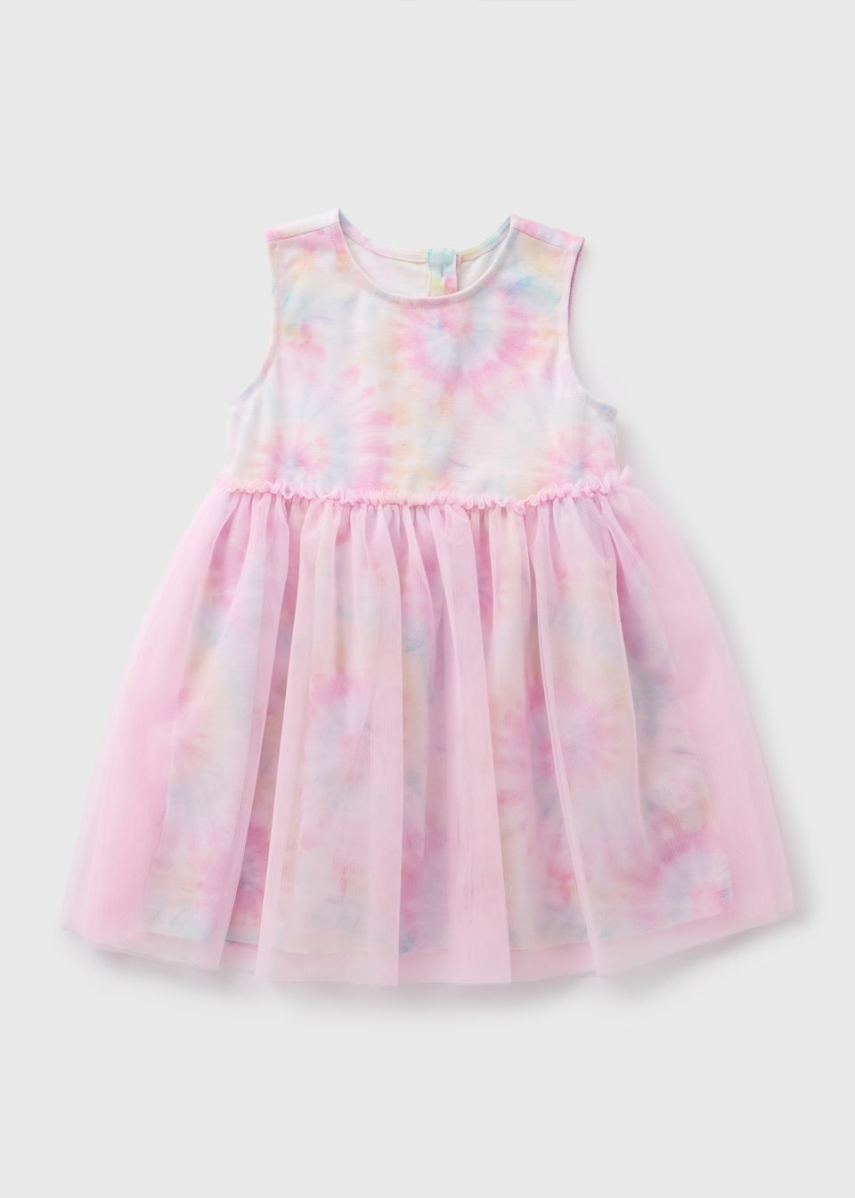 Girls Pink Tie Dye Mesh Dress (1-7yrs)