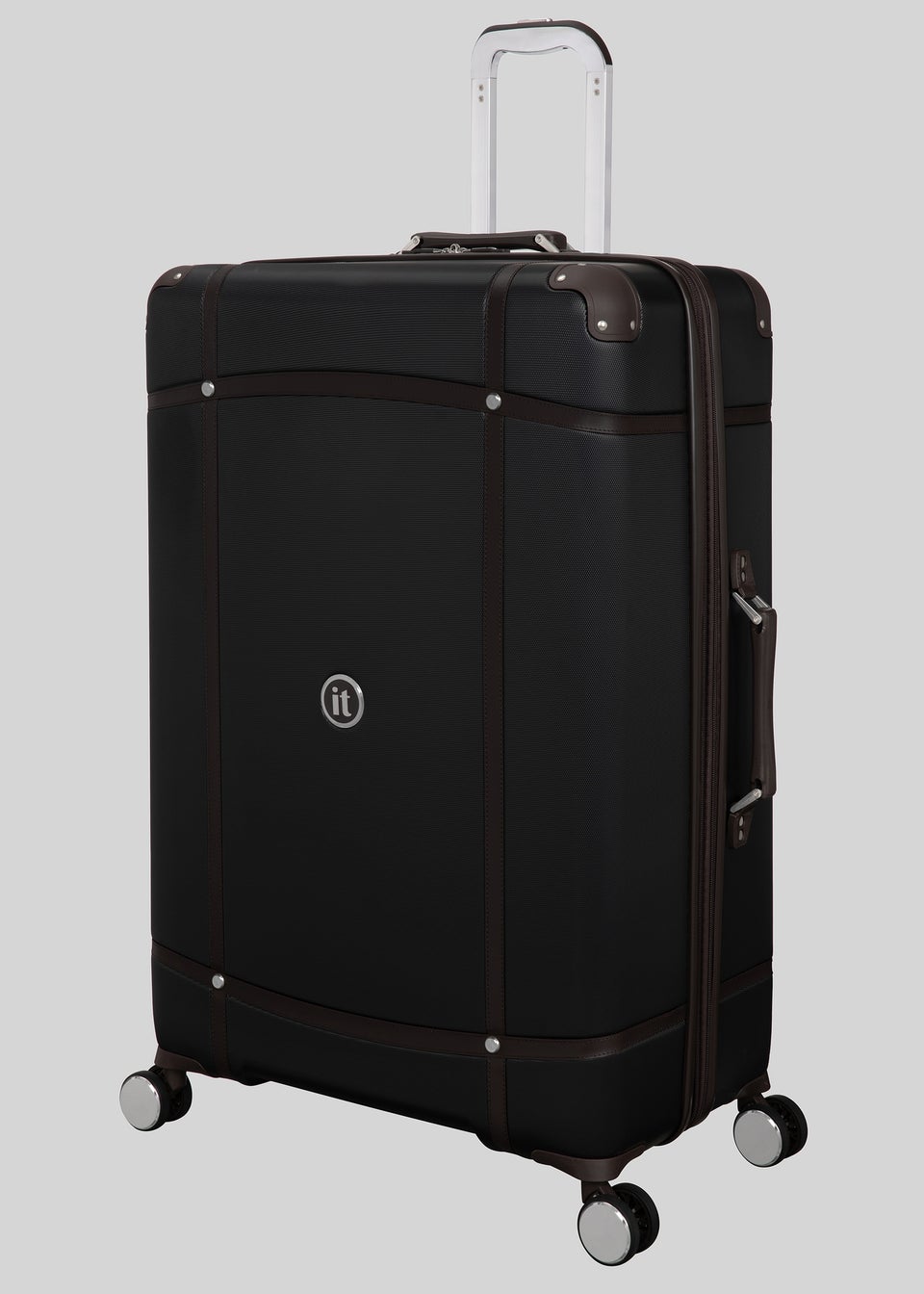IT Luggage Black Trunk Hard Suitcase