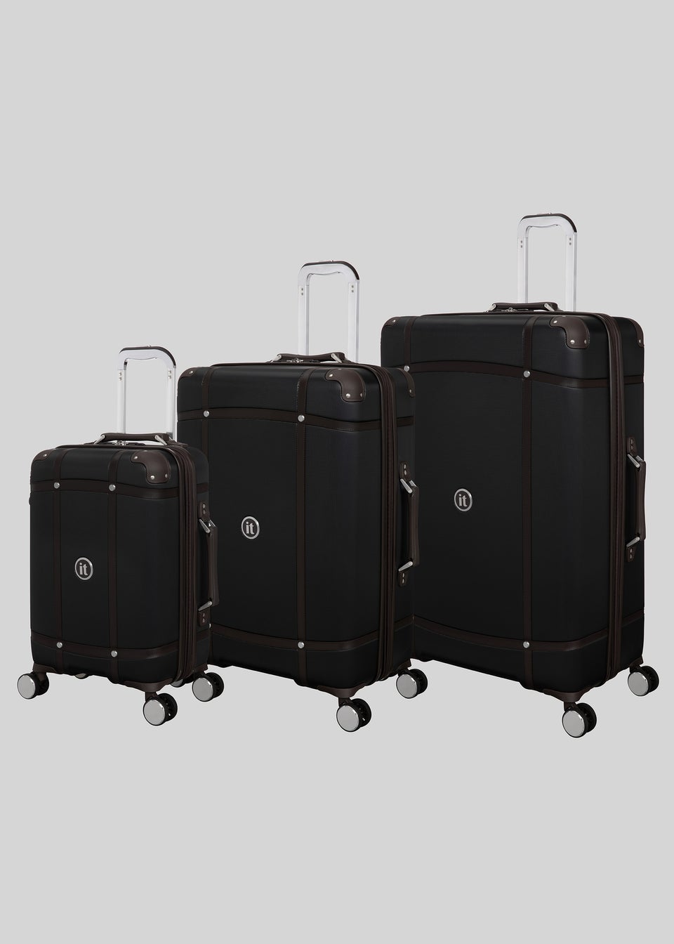IT Luggage Black Trunk Hard Suitcase