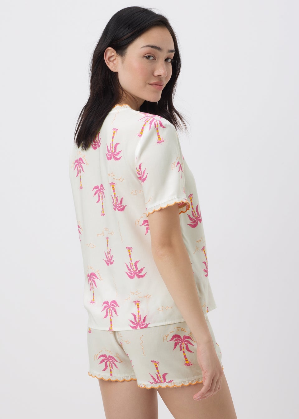 Multicolour Palm Tree Scallop Edge Pyjama Set