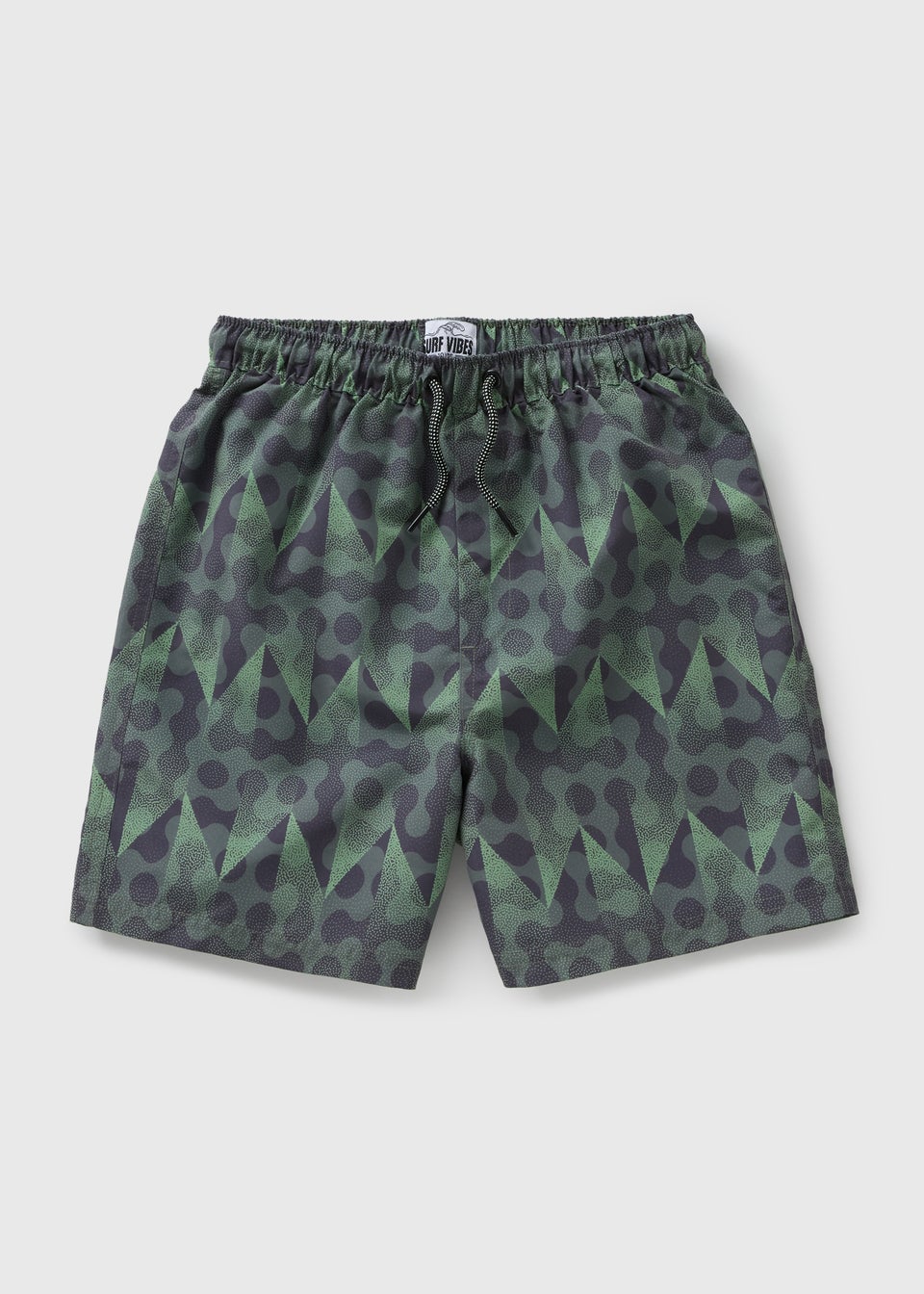 Boys Khaki Geometric Swim Shorts (7-15yrs)
