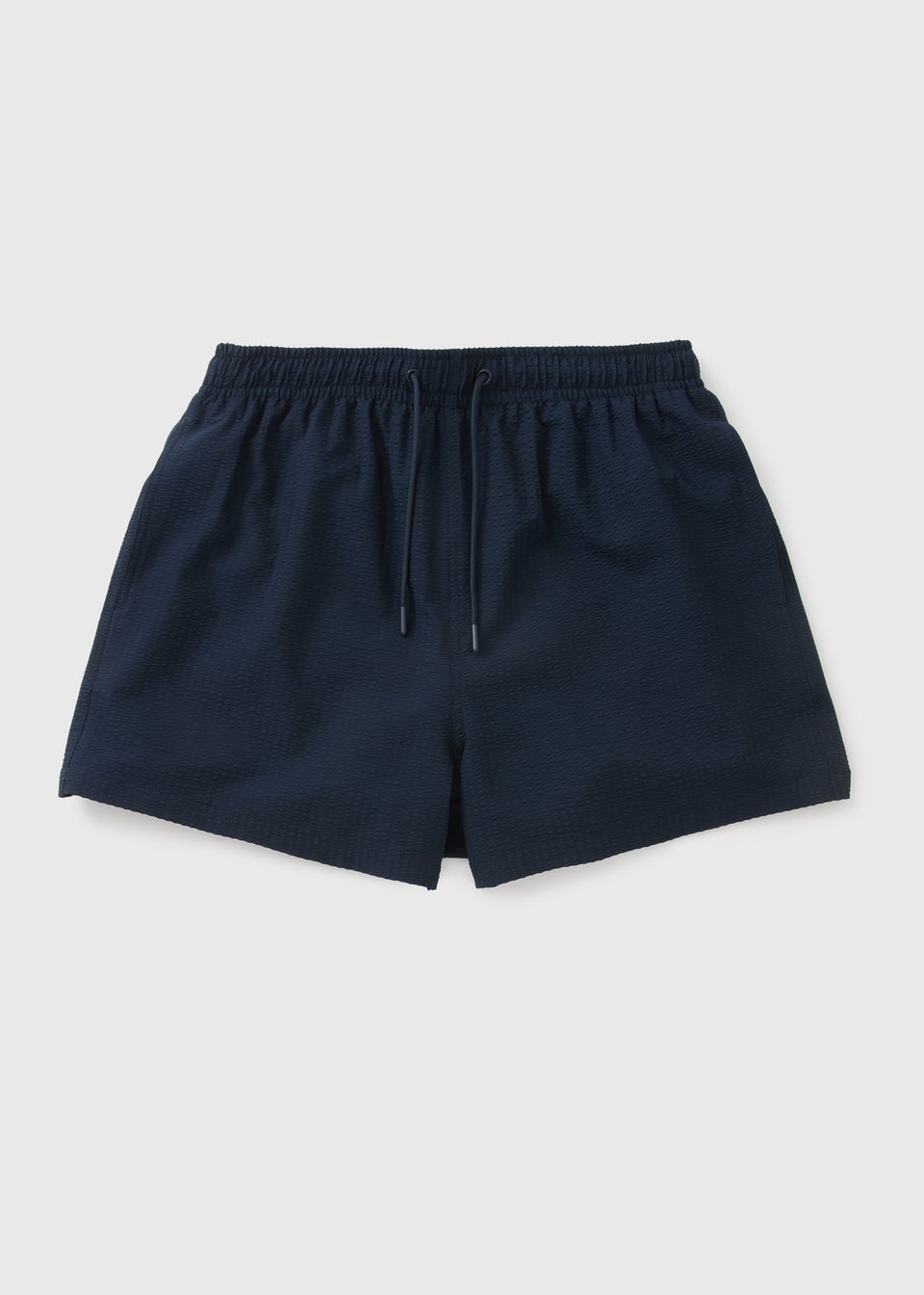 Navy Textured Seersucker Swim Shorts