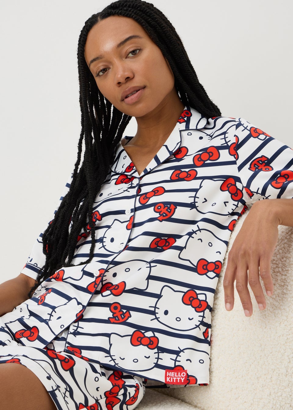 Hello Kitty Navy Stripe Satin Shorts Pyjama Set