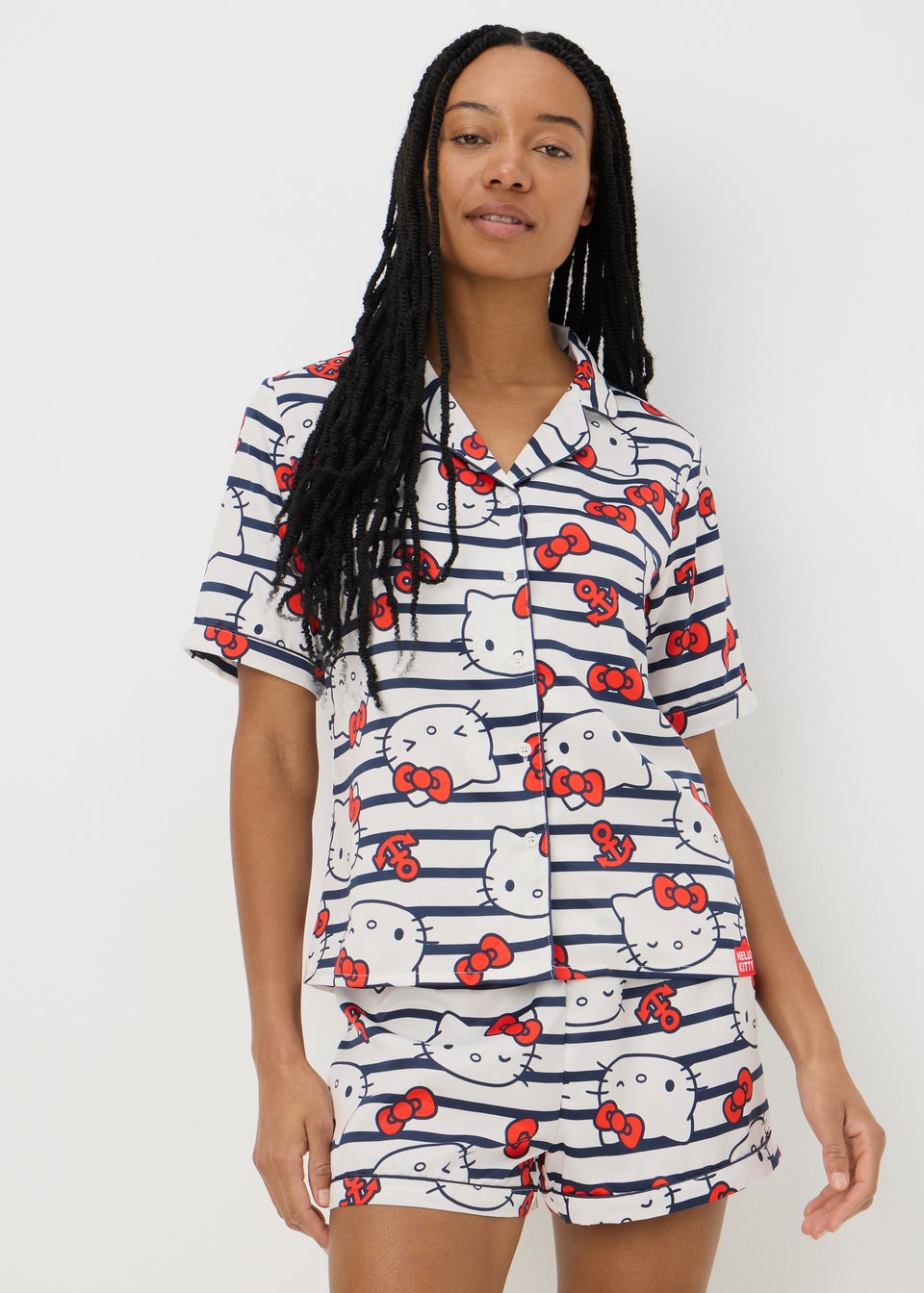 Hello Kitty Navy Stripe Satin Shorts Pyjama Set