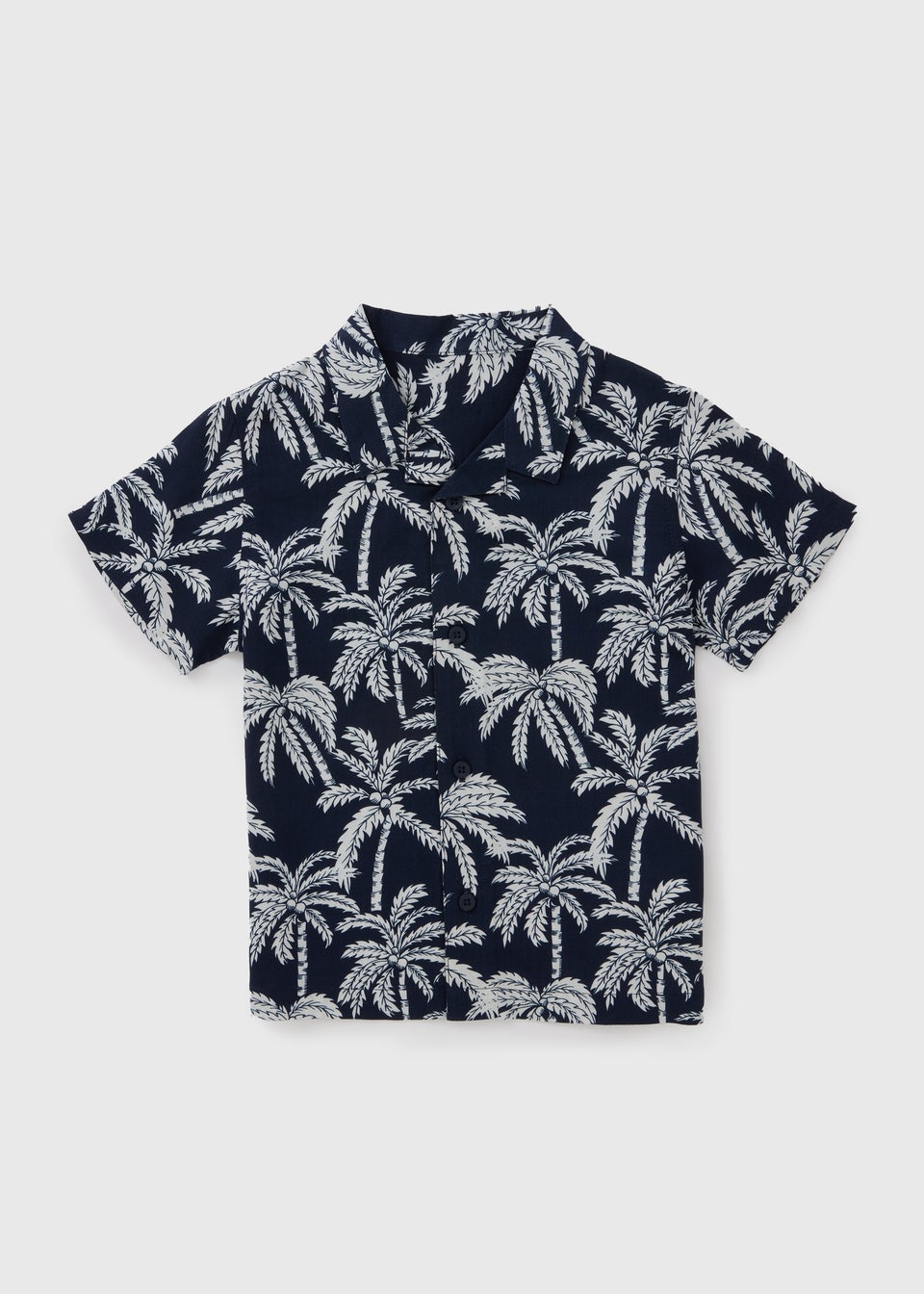Boys Navy Palm Print Shirt (1-7yrs)