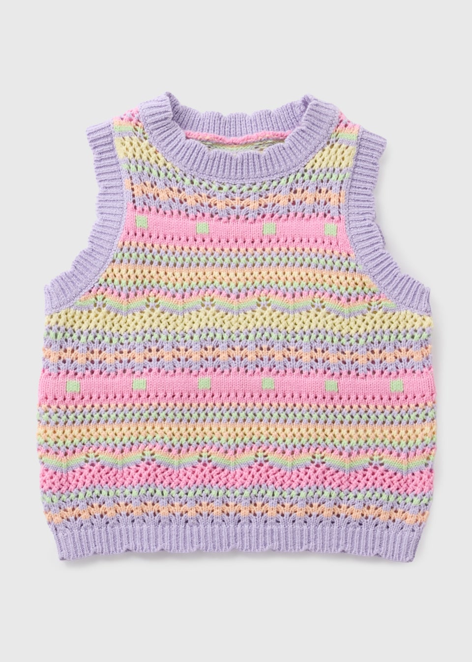 Girls Lilac Crochet Knitted Vest (1-7yrs)