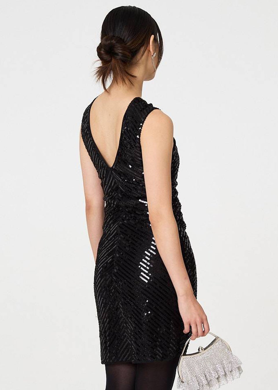 Izabel London Black Sequin Detail Sleeveless Mini Shift Dress