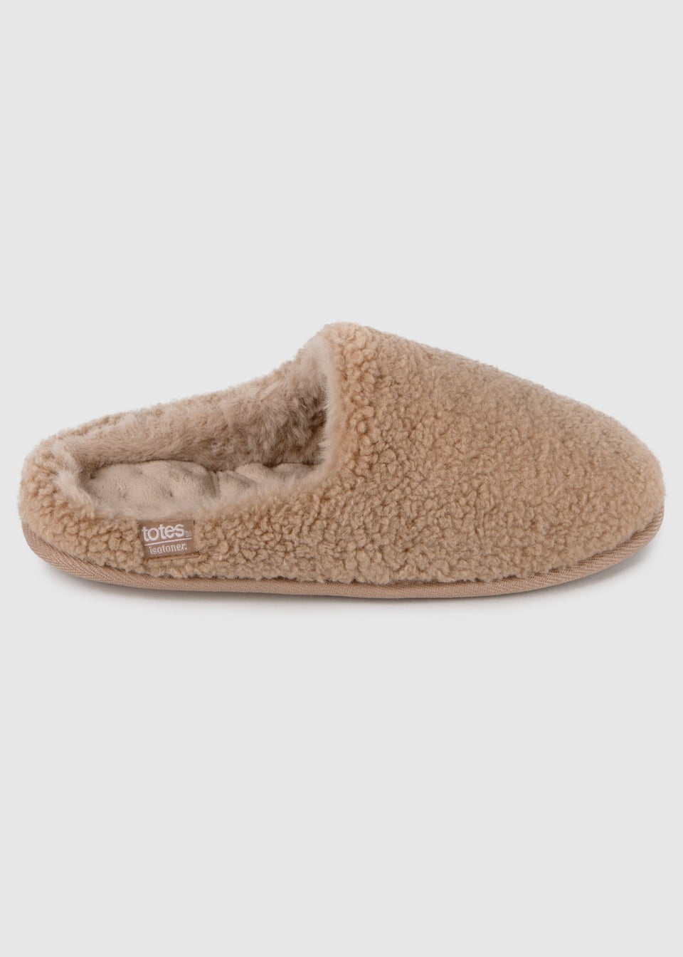 Totes Isotoner Natural Ladies Curly Fur Mule