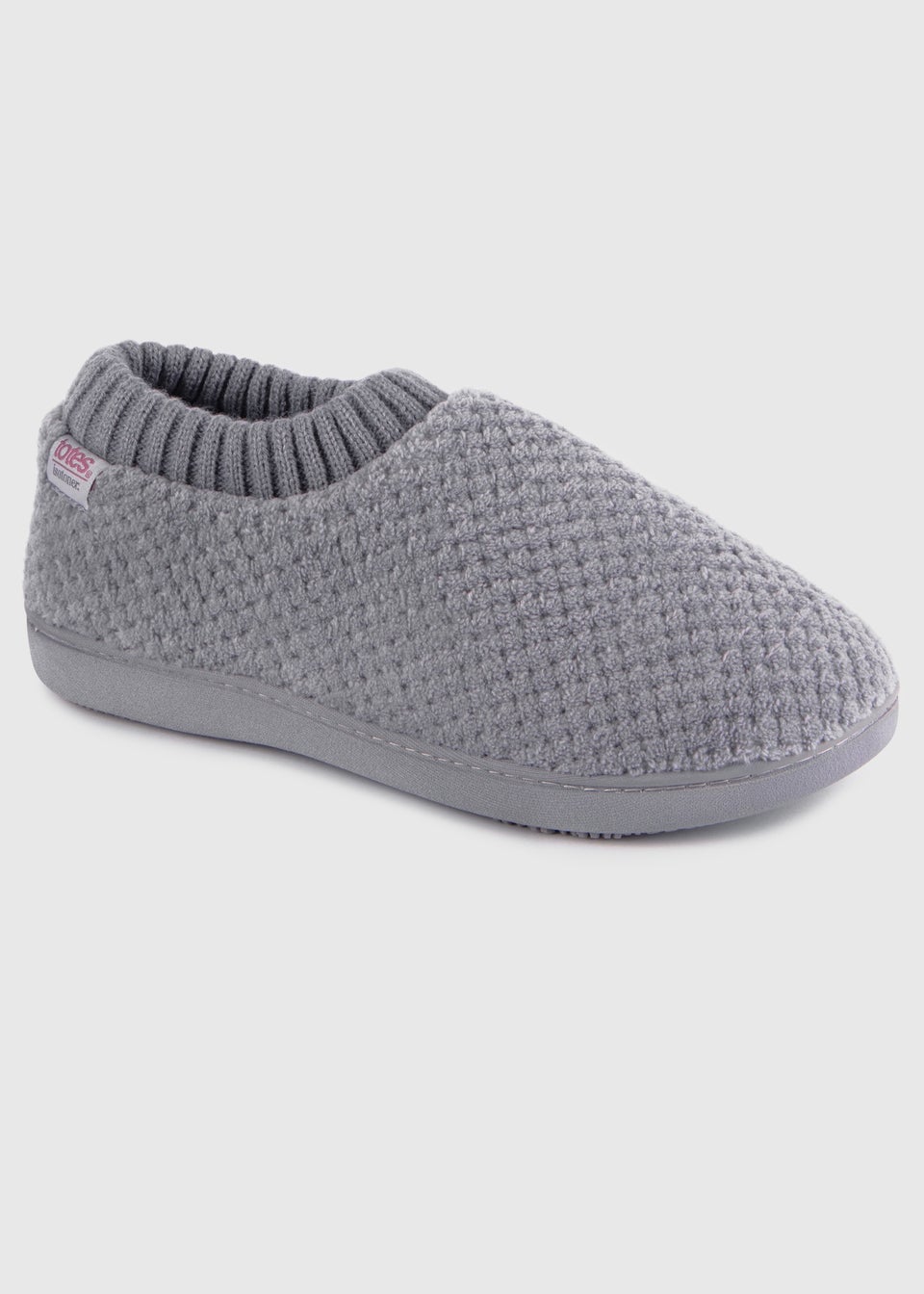 Totes Isotoner Grey Ladies Popcorn Full Back Bootie Slipper