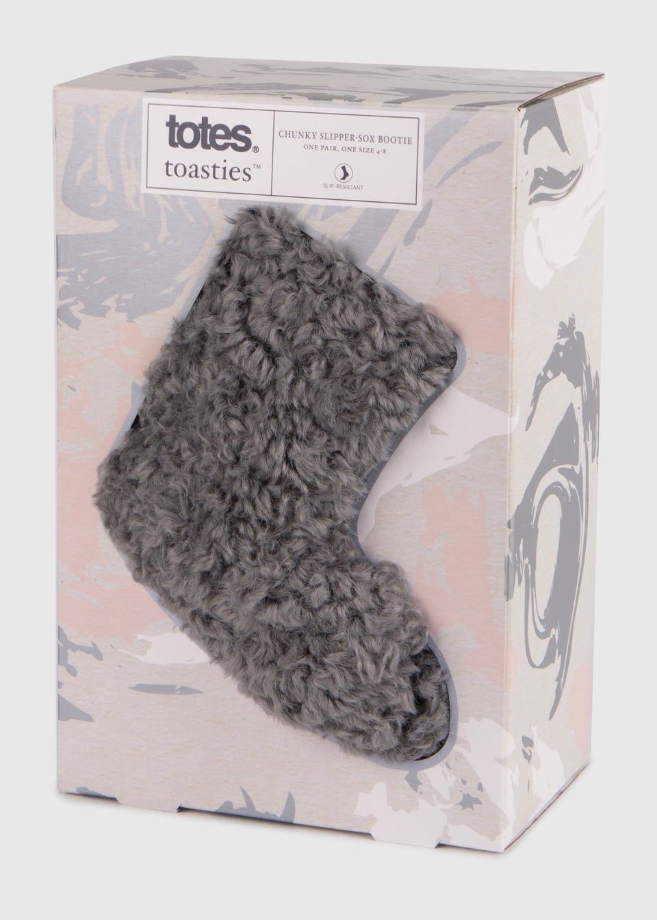 Totes Toasties Charcoal Ladies Faux Fur Bootie Slipper Socks