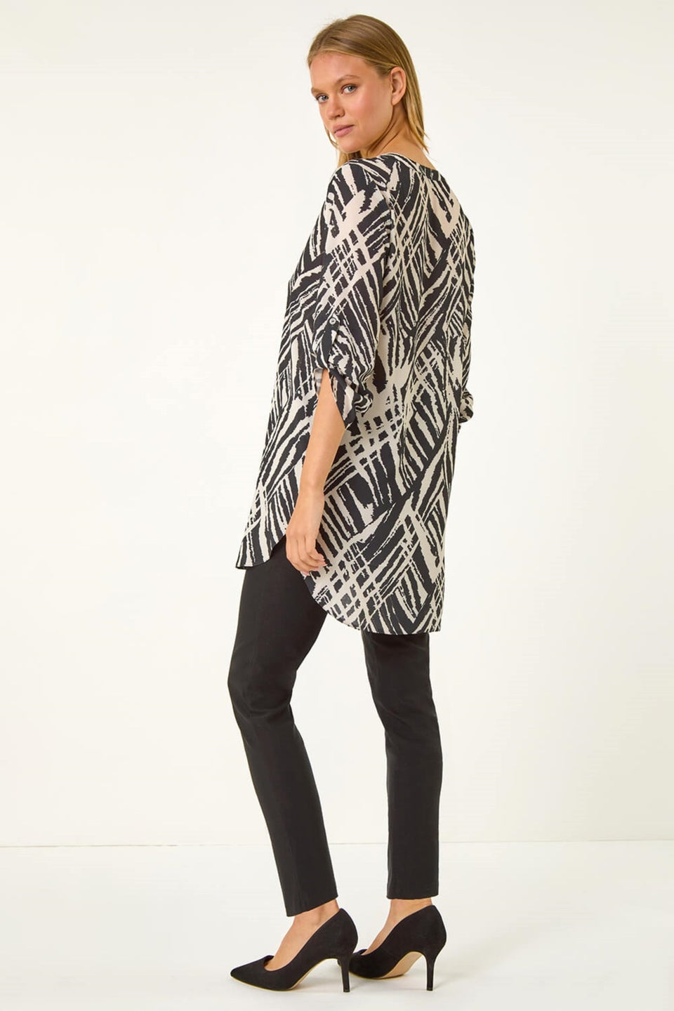 Roman Ivory Abstract Button Detail Tunic