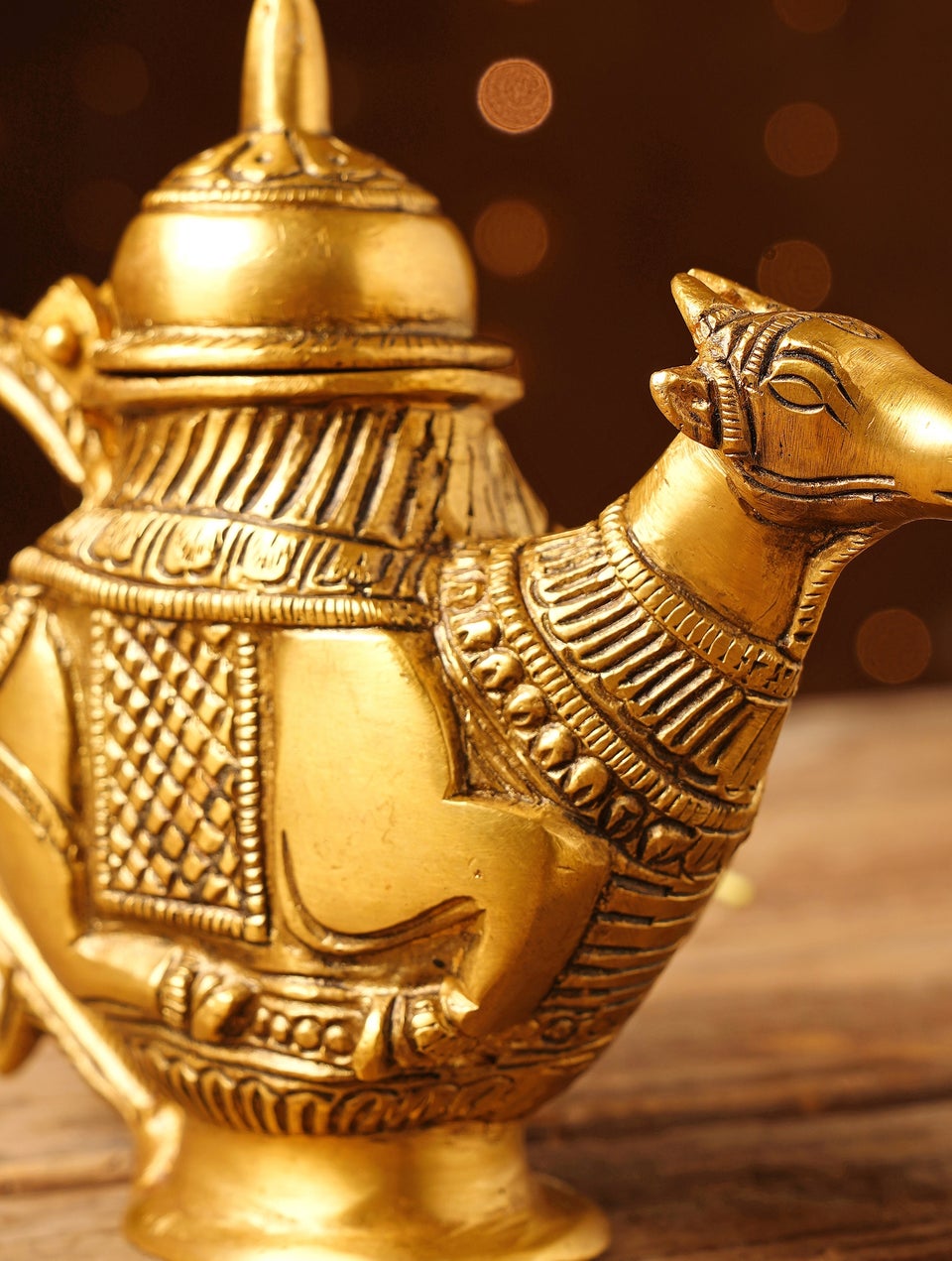 Jaypore Antique Gold Brass Hand Crafted Tabletop Accents - Free Size