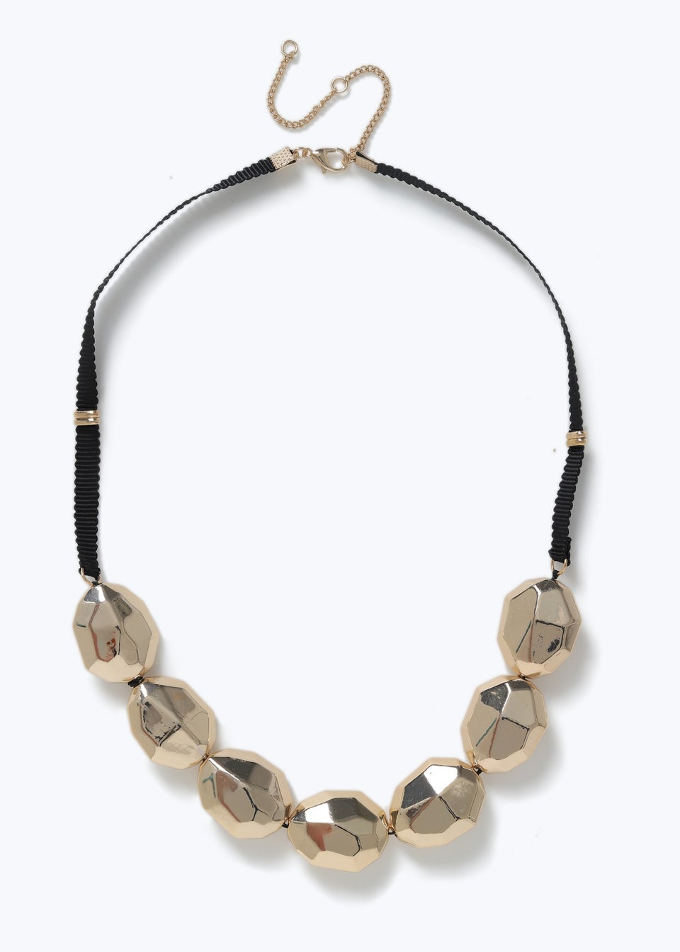 Muse Black Gold Nugget Cord Necklace