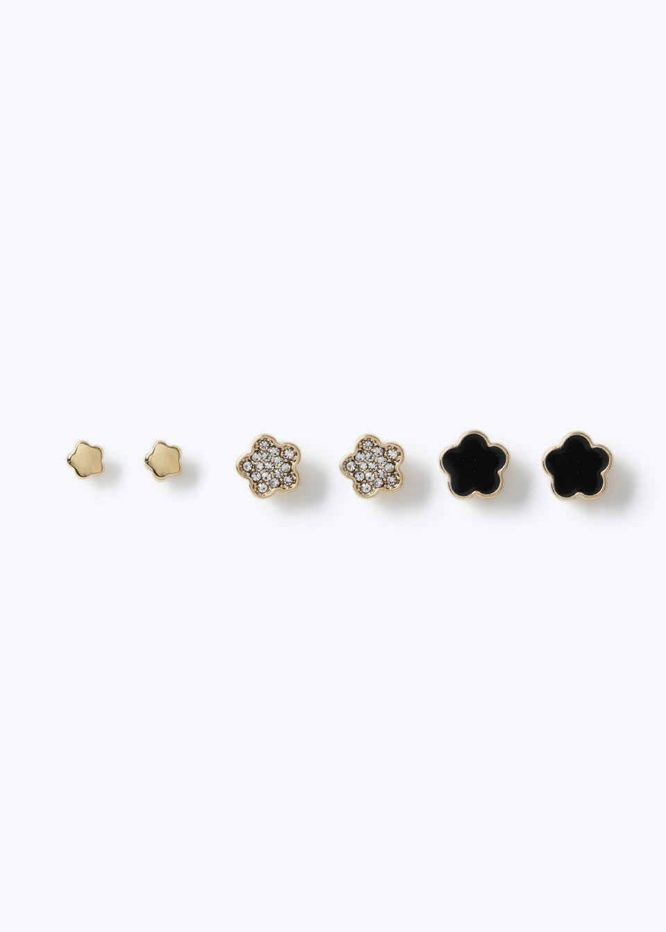 Muse Black Flower Stud Earring Multipack