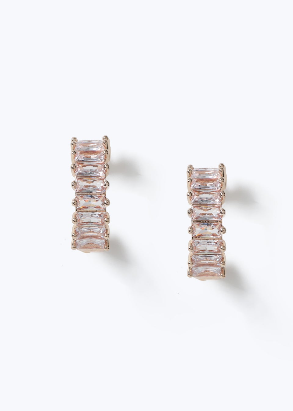 Muse Rose Gold Cubic Zirconia Baguette Hoop Earring