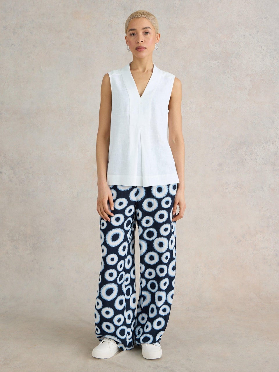 Celia Ärmellose Bluse aus Materialmix