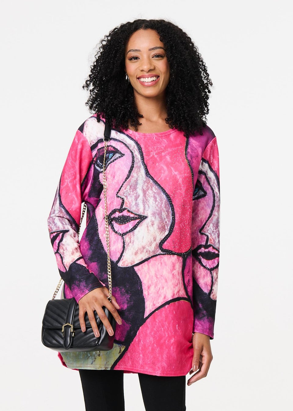 Izabel London Red Abstract Sequin Detail Tunic Top