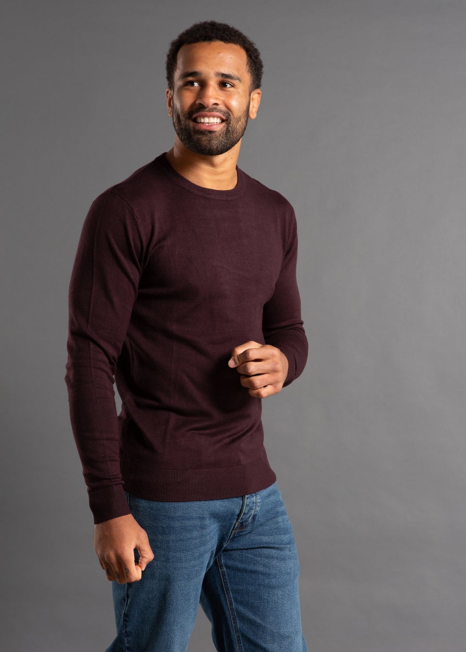 French Connection Burgundy Crew Neck Knitted Jumper