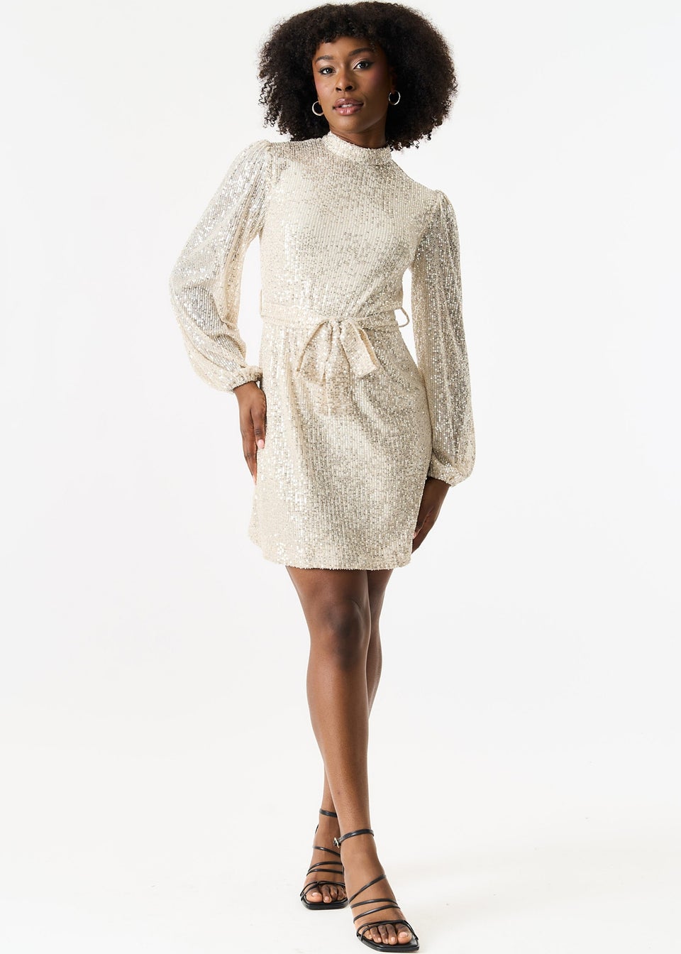Long sleeve high neck sequin dress top