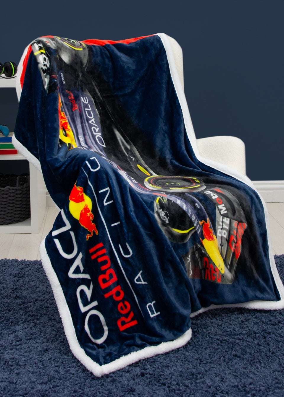 Redbull Black Formula 1 Digital Sherpa Fleece Throw Matalan