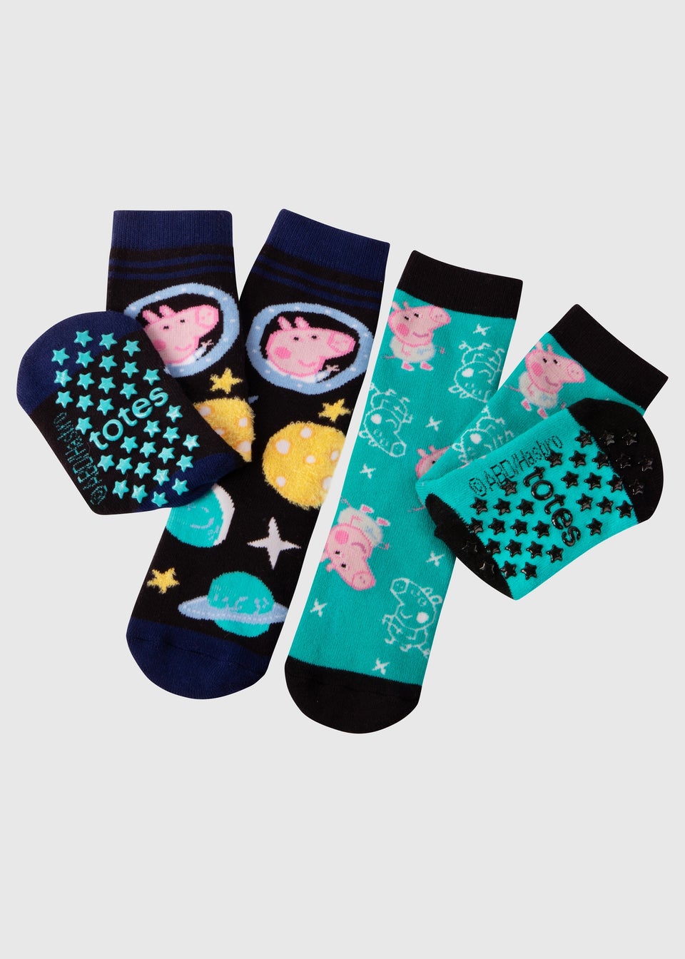 Totes Peppa Pig Childrens Novelty Original Slipper Sock Twin Pack Matalan