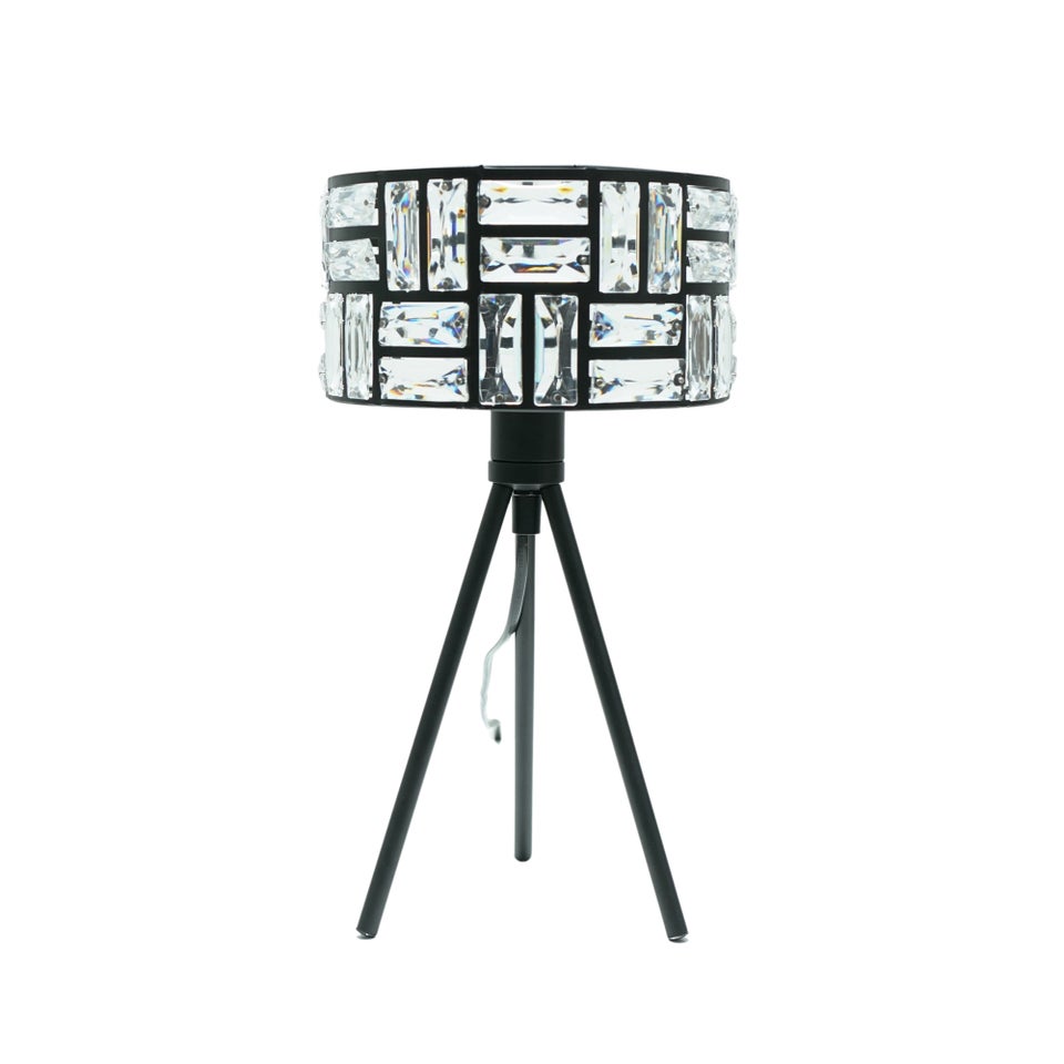 ValueLights Elise Matte Black Table Lamp with Black Drum Shade
