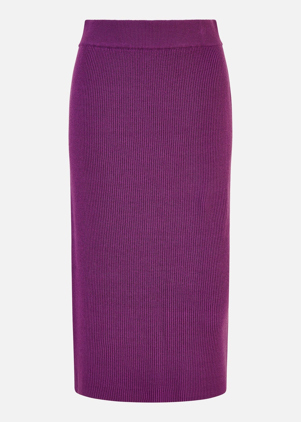 Yumi Purple Rib Knitted Midi Column Skirt Matalan