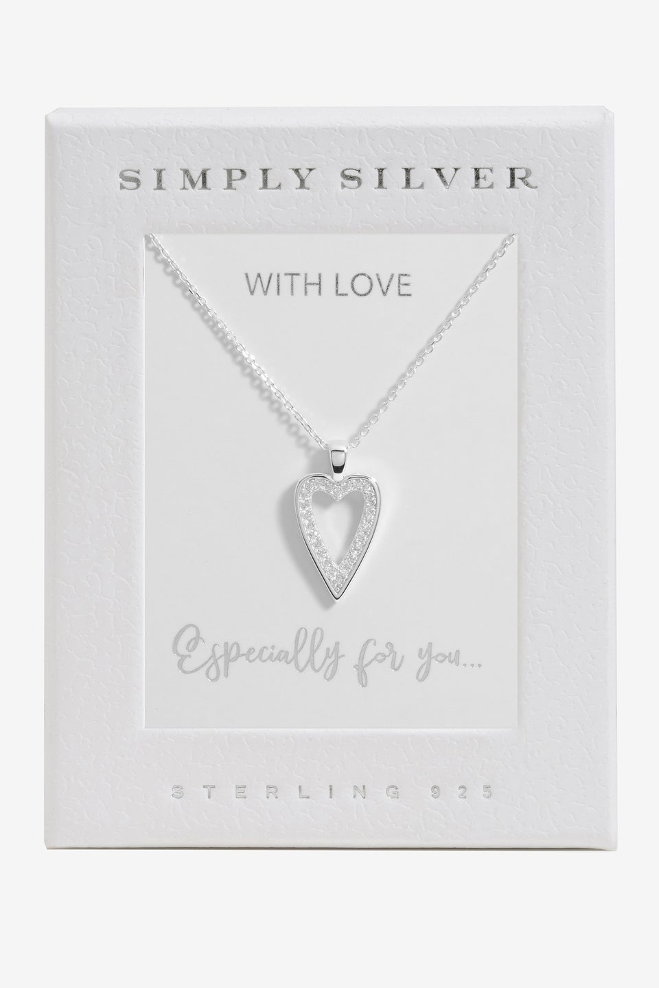 Simply Silver Sterling Silver 925 Polished And Cubic Zirconia Heart Pendant - Gift Box