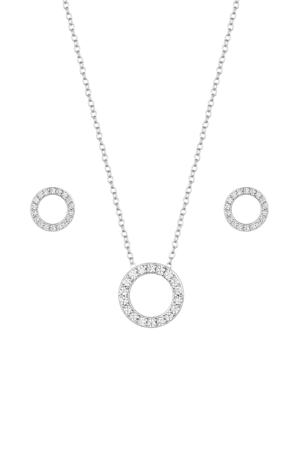 Simply Silver Sterling Silver 925 Cubic Zirconia Round Open Set - Gift Boxed