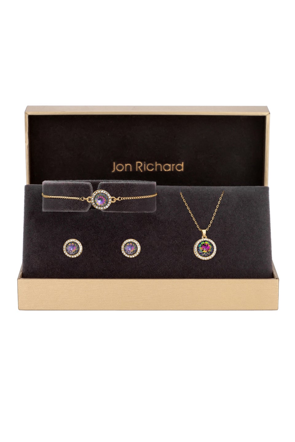 Jon Richard Gold Plated Effect Stone Trio Set - Gift Box