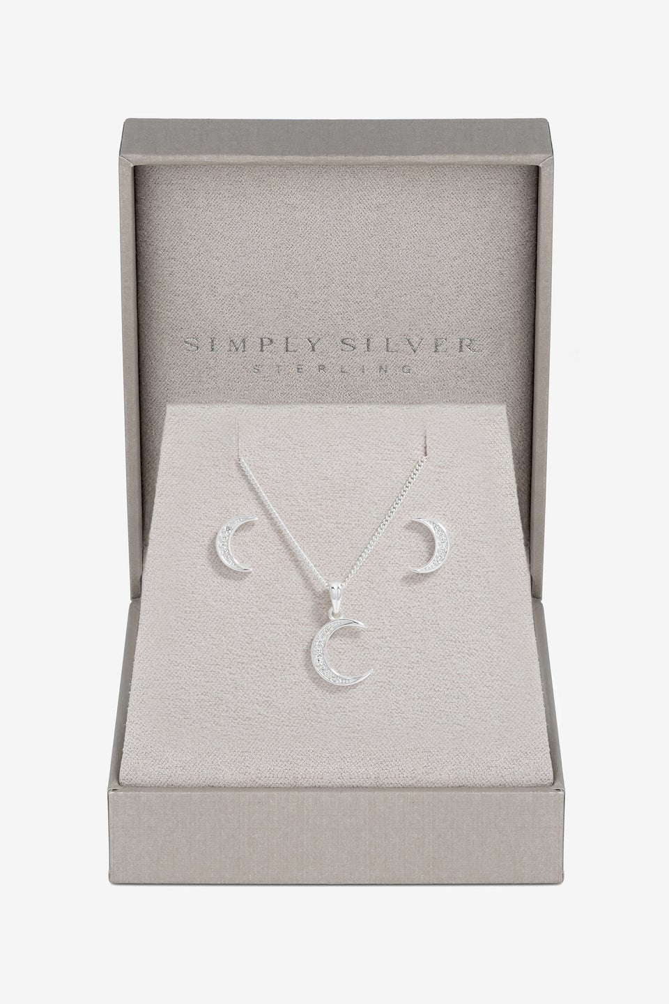 Simply Silver Sterling Silver 925 Cubic Zirconia Crescent Set - Gift Boxed