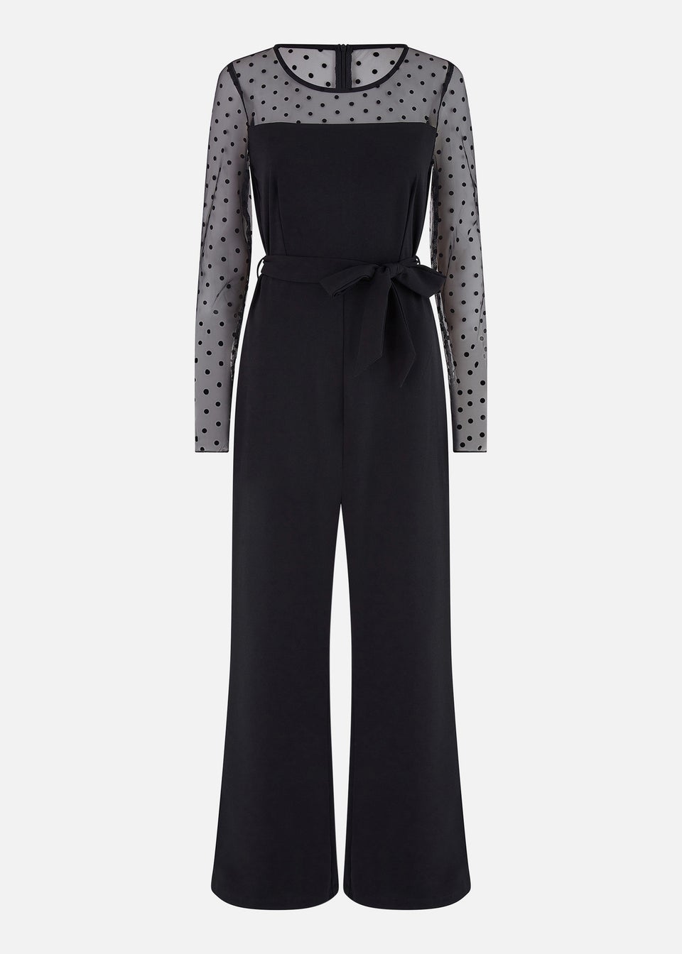 Yumi Black Spot Mesh Stretch Jumpsuit