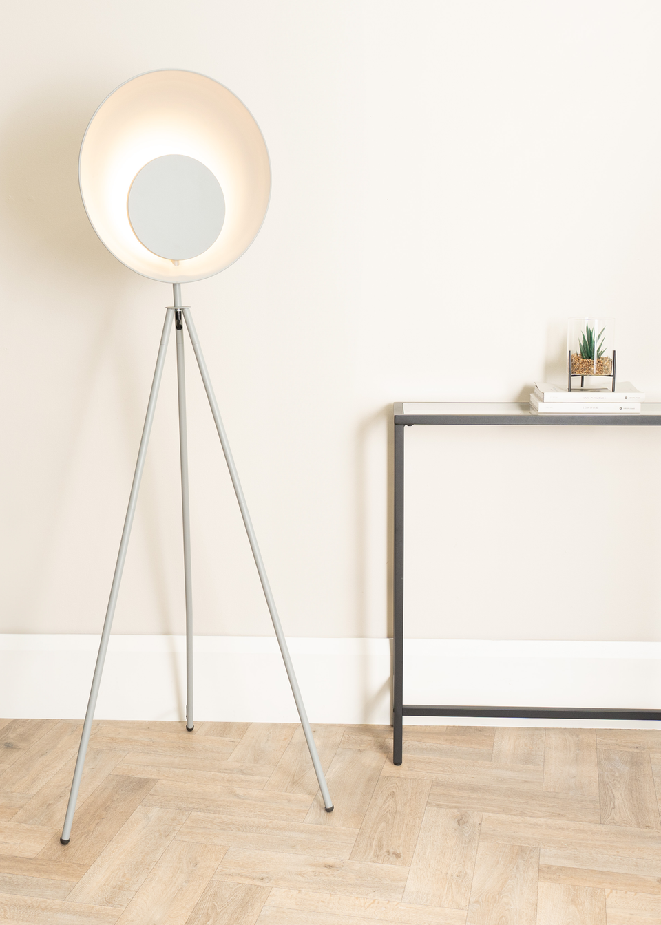 ValueLights Saffy Matte Grey Floor Lamp with Grey Shade (150cm x 59cm x 59cm)