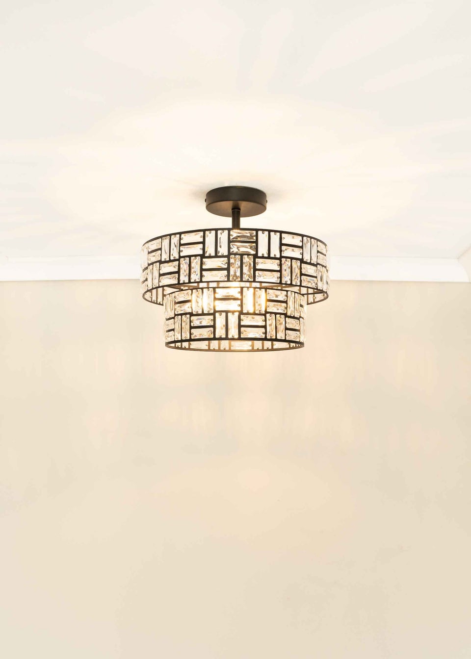 ValueLights Elise Matte Black Pendant Light with Black Tiered Shade