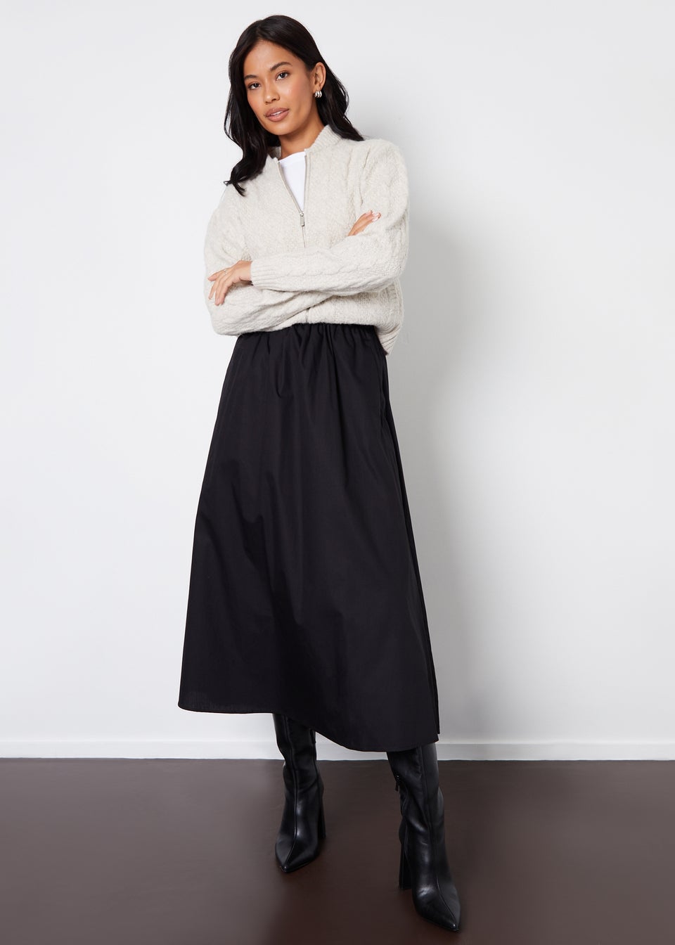 Threadbare Black Orkney Maxi Skirt with Pockets