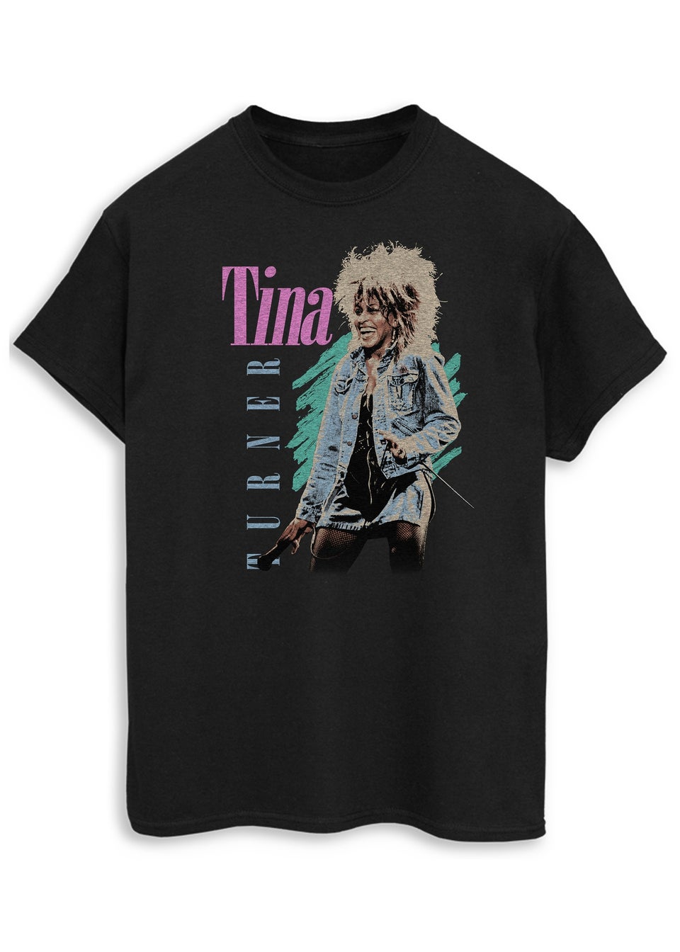 T-shirt Femme Blondie Officiel - Modèle 'Mic Stand', Coupe Boyfriend, Taille XXXXL Noir