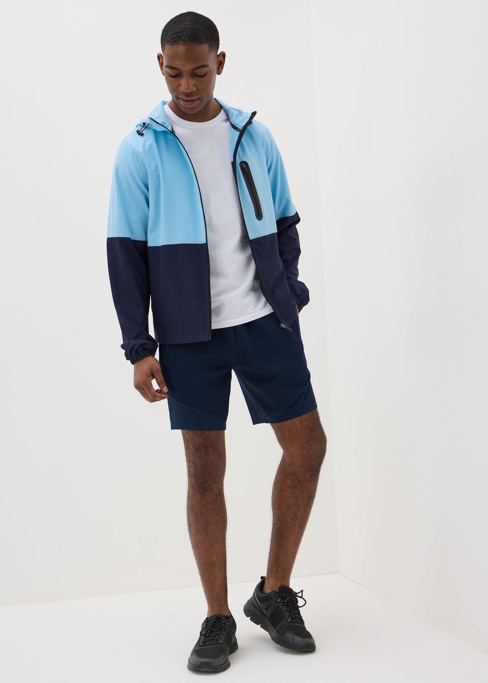 Navy Panel Pocket Jogger Shorts