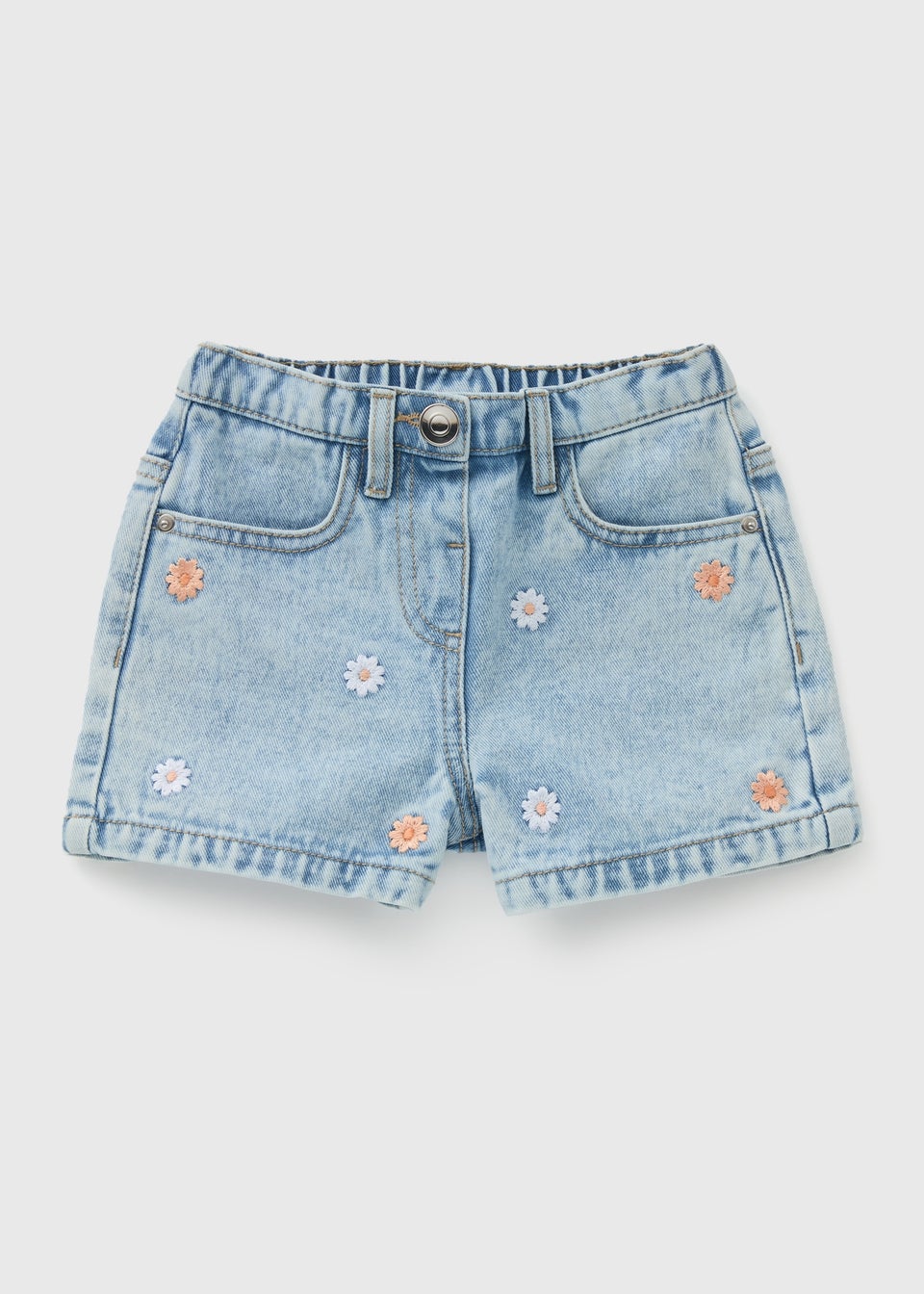 Girls Embroidered Washed Denim Shorts (1-7yrs)