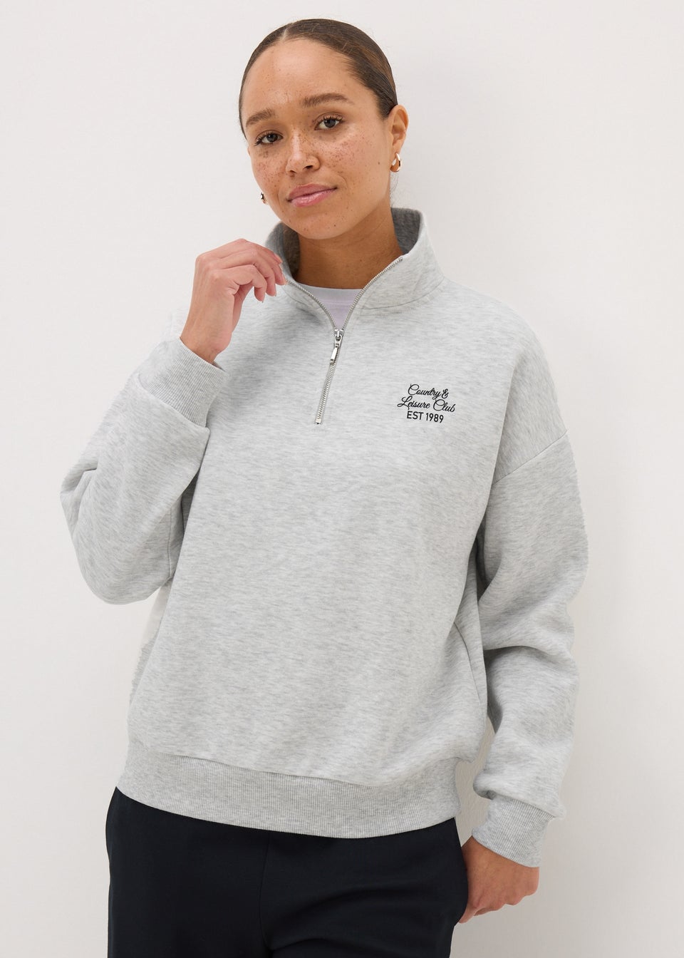 Grey Leisure Club Half Zip Sweatshirt