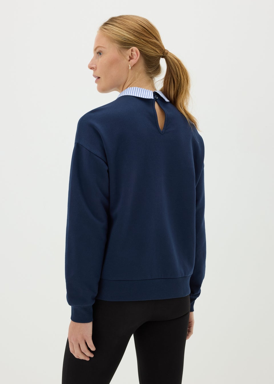 Navy Oui Mais Collared Sweatshirt