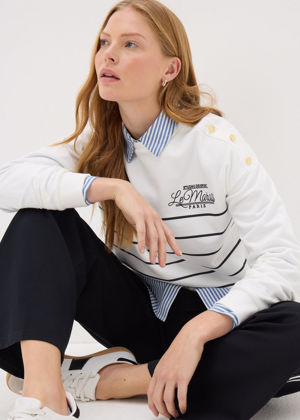 Ecru Breton Stripe Sweatshirt