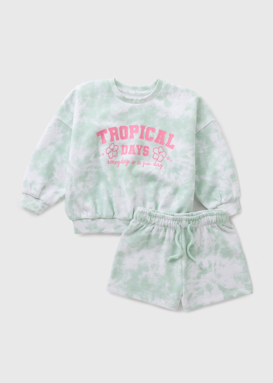 Girls Aqua Tie Dye Sweatshirt & Short Set (1-7yrs)