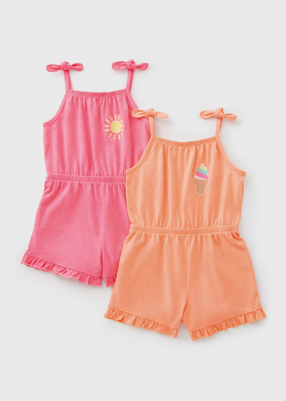 2 Pack Girls Pink/Orange Playsuits (1-7yrs)