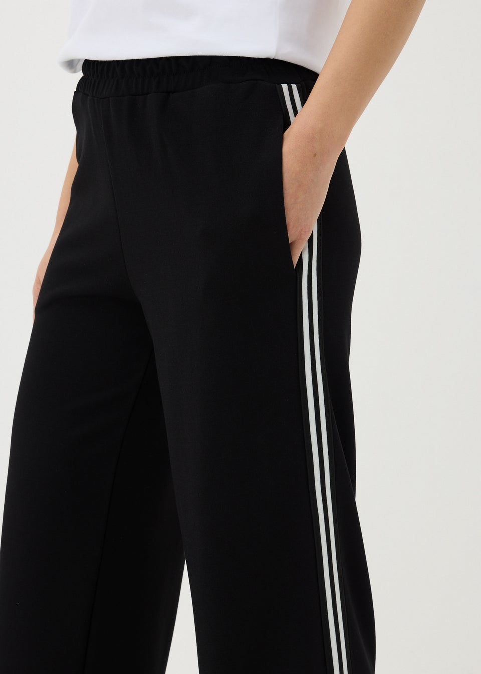 Black Side Stripe Wide Leg Trousers