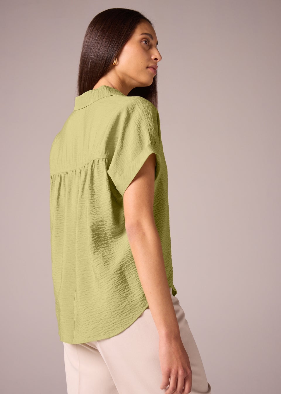 Et Vous Lime Green Airflow V-Neck Blouse