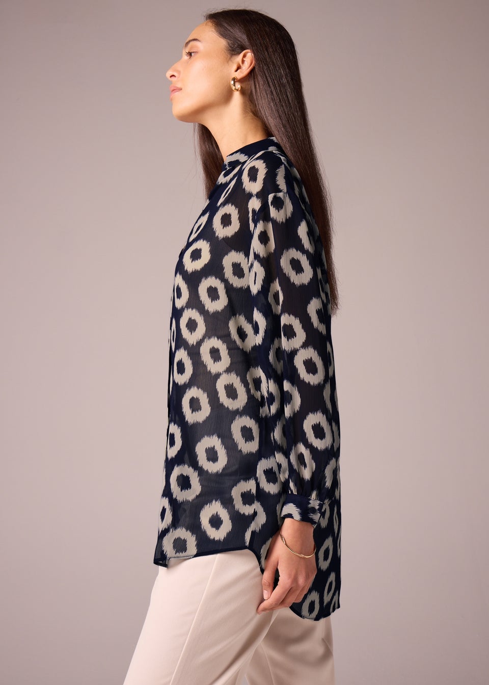 Et Vous Navy Scratch Spot Blouse