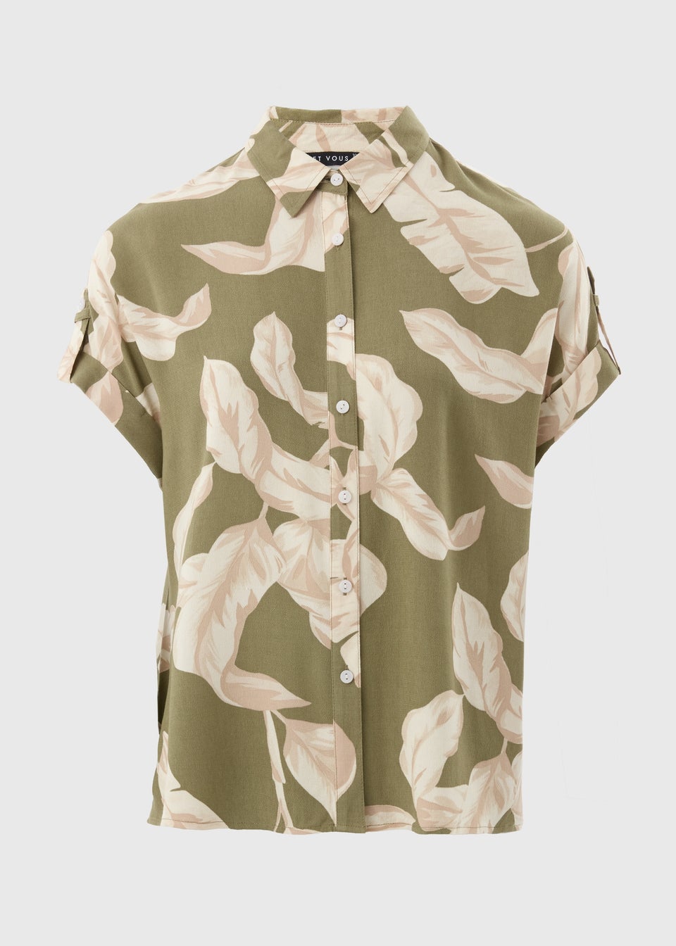 Et Vous Khaki Co Ord Leaf Print Utility Shirt