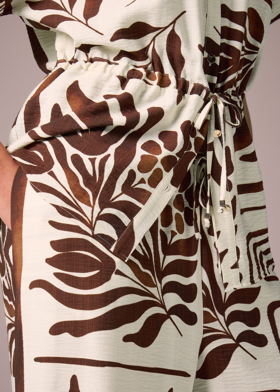 Et Vous Brown Abstract Leaf Co Ord Wide Leg Trousers